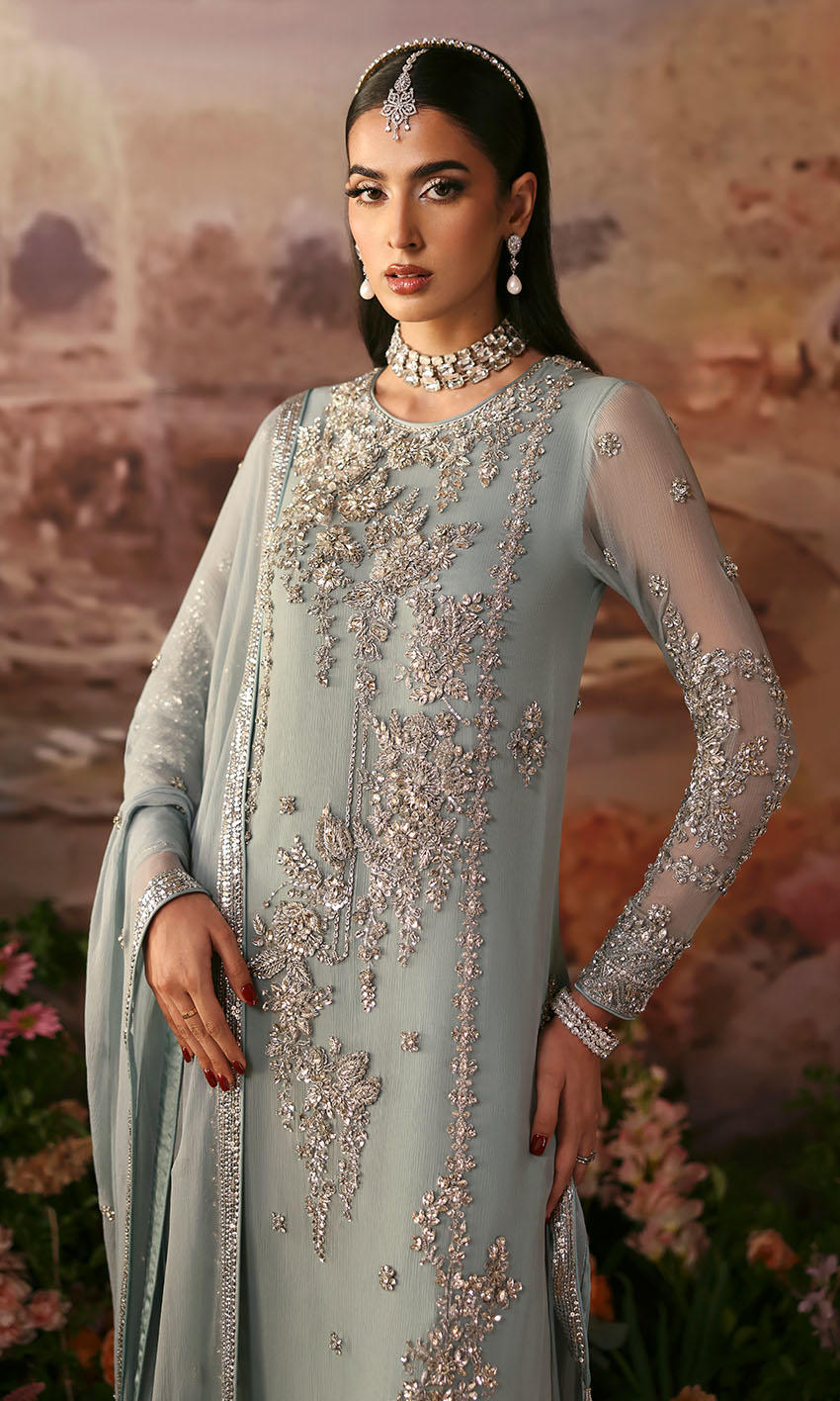 Nomi Ansari Luxury Pure chiffon Collection ENDLESS SKY Pehnawa